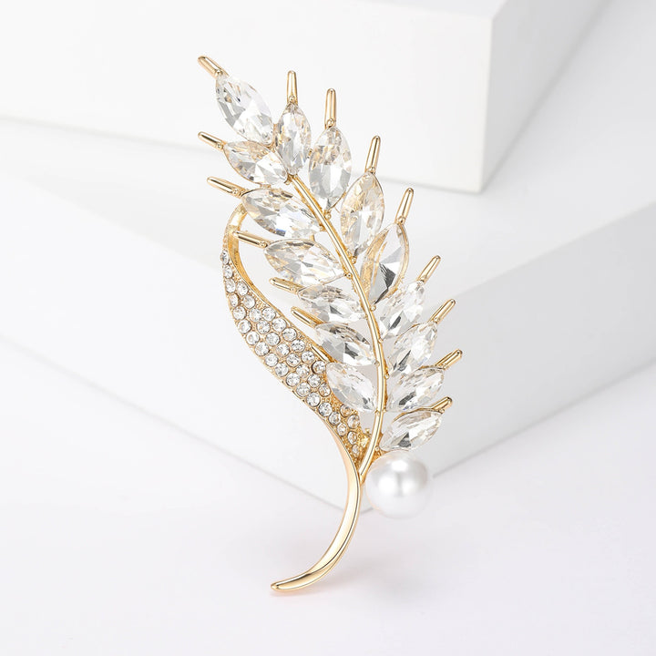 Elegante Brosche mit Glitzerstein und Perle Karnz
