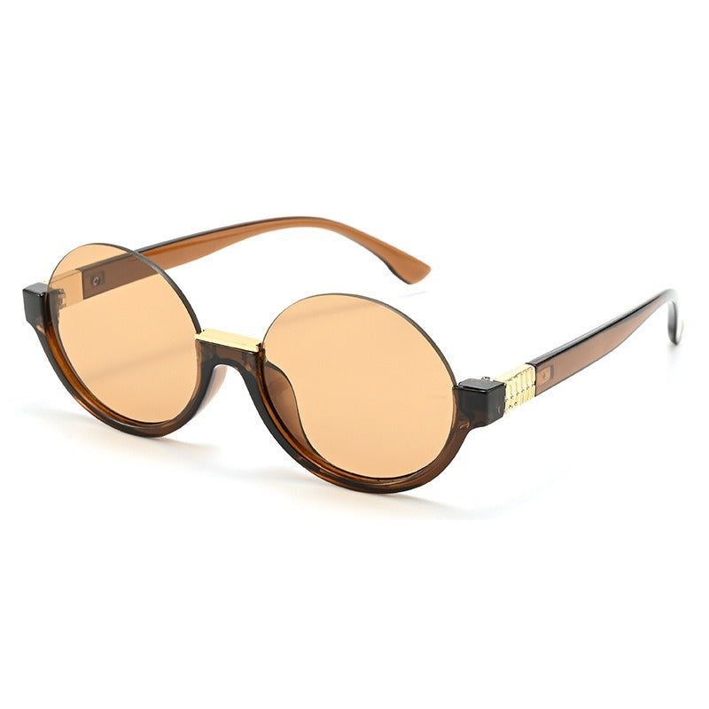 Damen moderne runde Sonnenbrille mit eleganten Akzenten und UV-Schutz Karnz