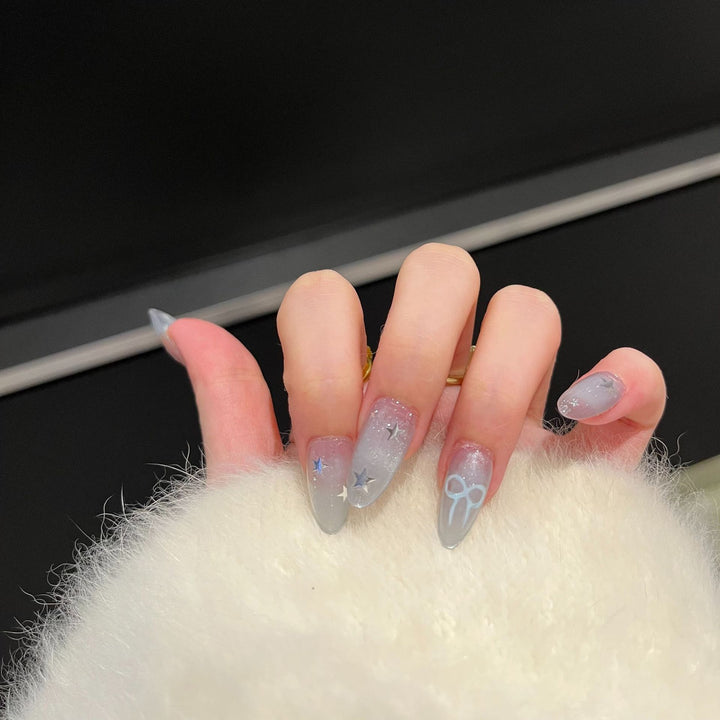 Dekoratives Stern- und Schleifen-Press-On-Nagelset