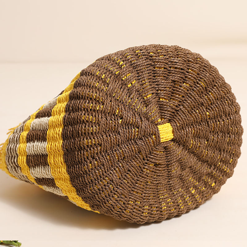 Damen Bequeme Strandtasche mit buntem Fransenbesatz Karnz