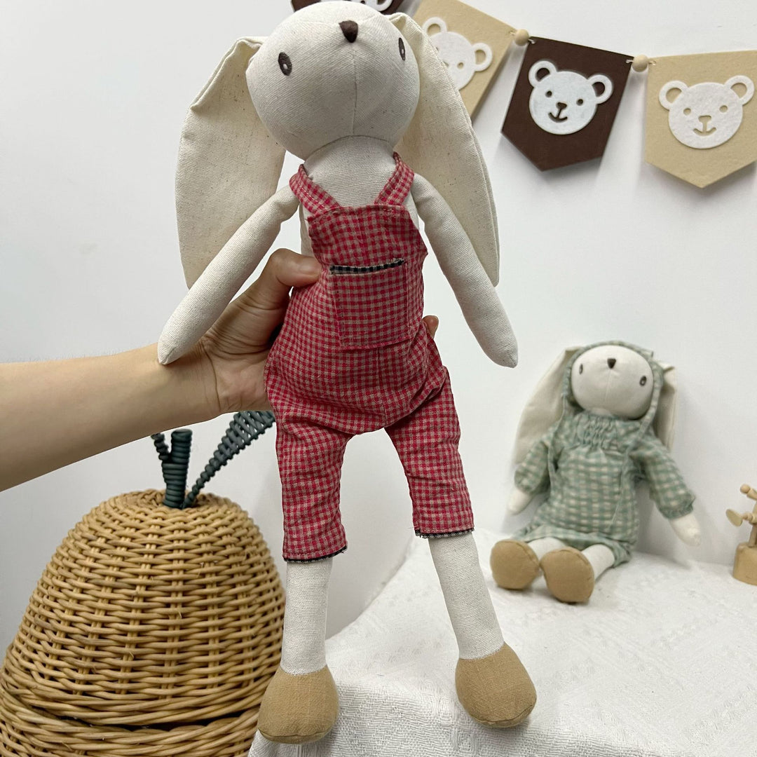Weiche Leinenhase Puppe Paar mit abnehmbaren vintage-inspirierten Outfits