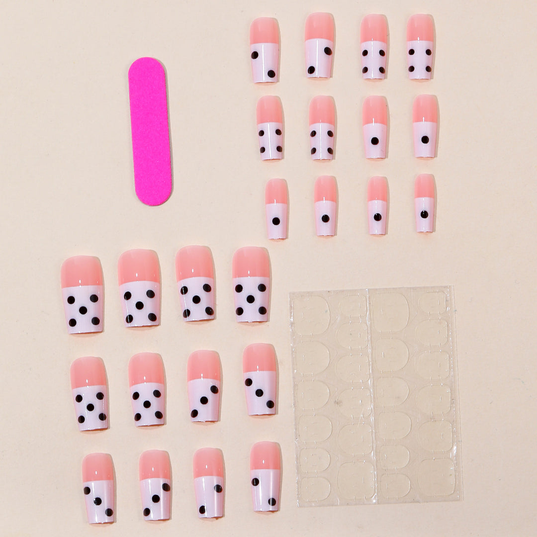 Dekorative Polka Dot French Tip Nagelverlängerungen Karnz