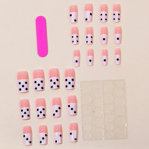 Dekorative Polka Dot French Tip Nagelverlängerungen Karnz