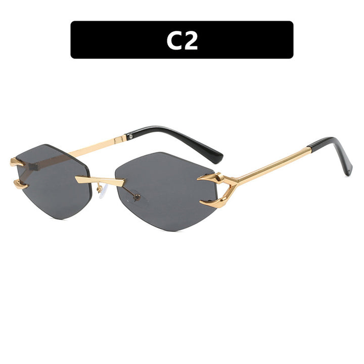 Damen geometrische Designer-Sonnenbrille mit herausragendem Metallrahmen Karnz