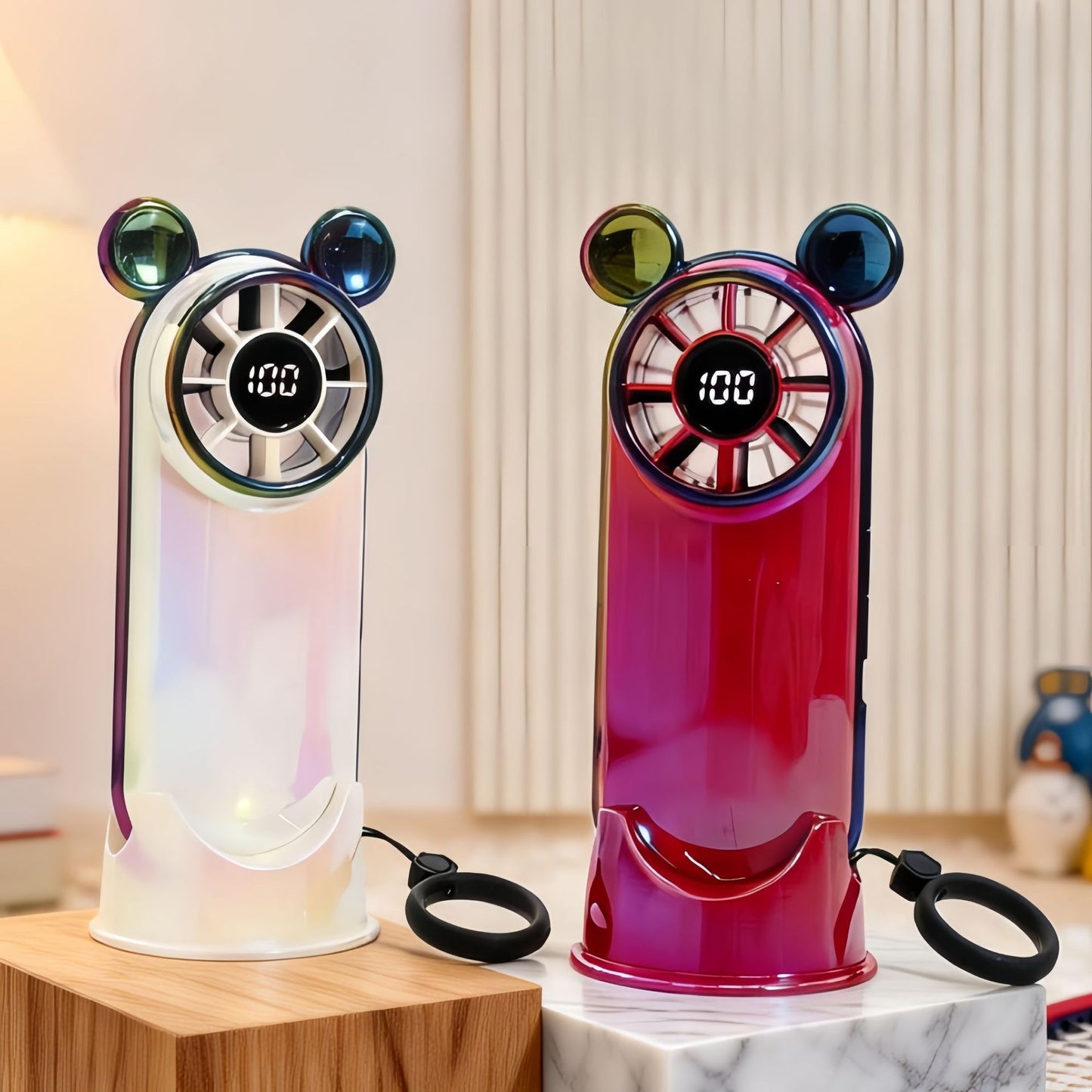 Damen Tragbarer Mini Ventilator mit LCD-Display Karnz