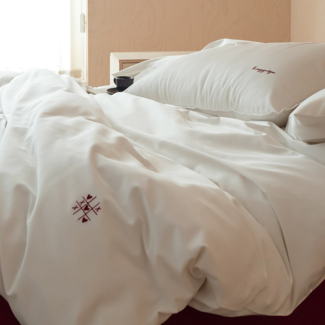 Luxuriöser Seidensatin Bettbezug und Kissenbezug Set
