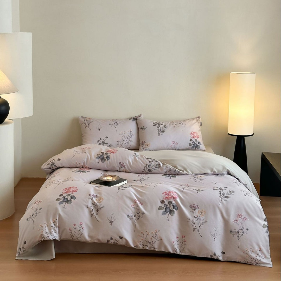 Bettbezug-Set aus Baumwollsatin mit Boho-Ethno-Muster und Wendefunktion