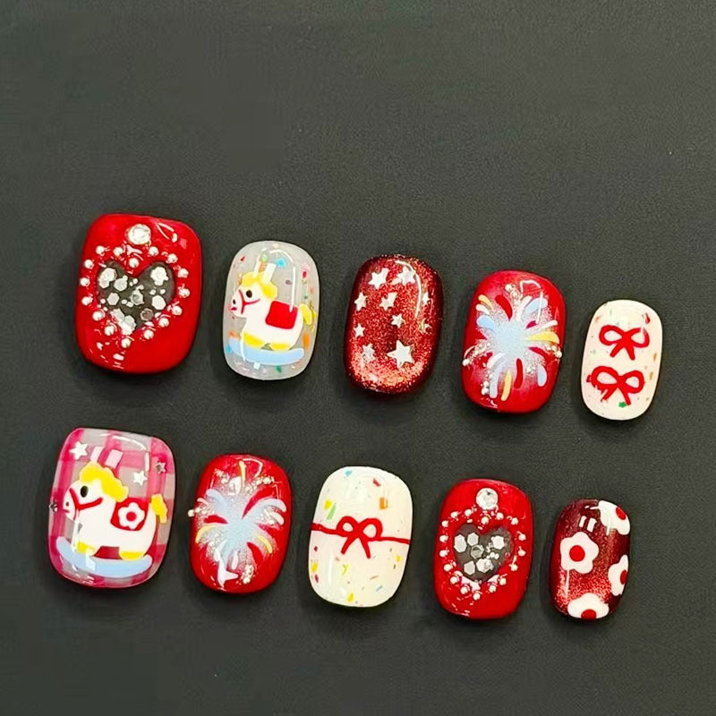 Künstlerisches katzenmotiviertes Press-On-Nagelkunstset Karnz