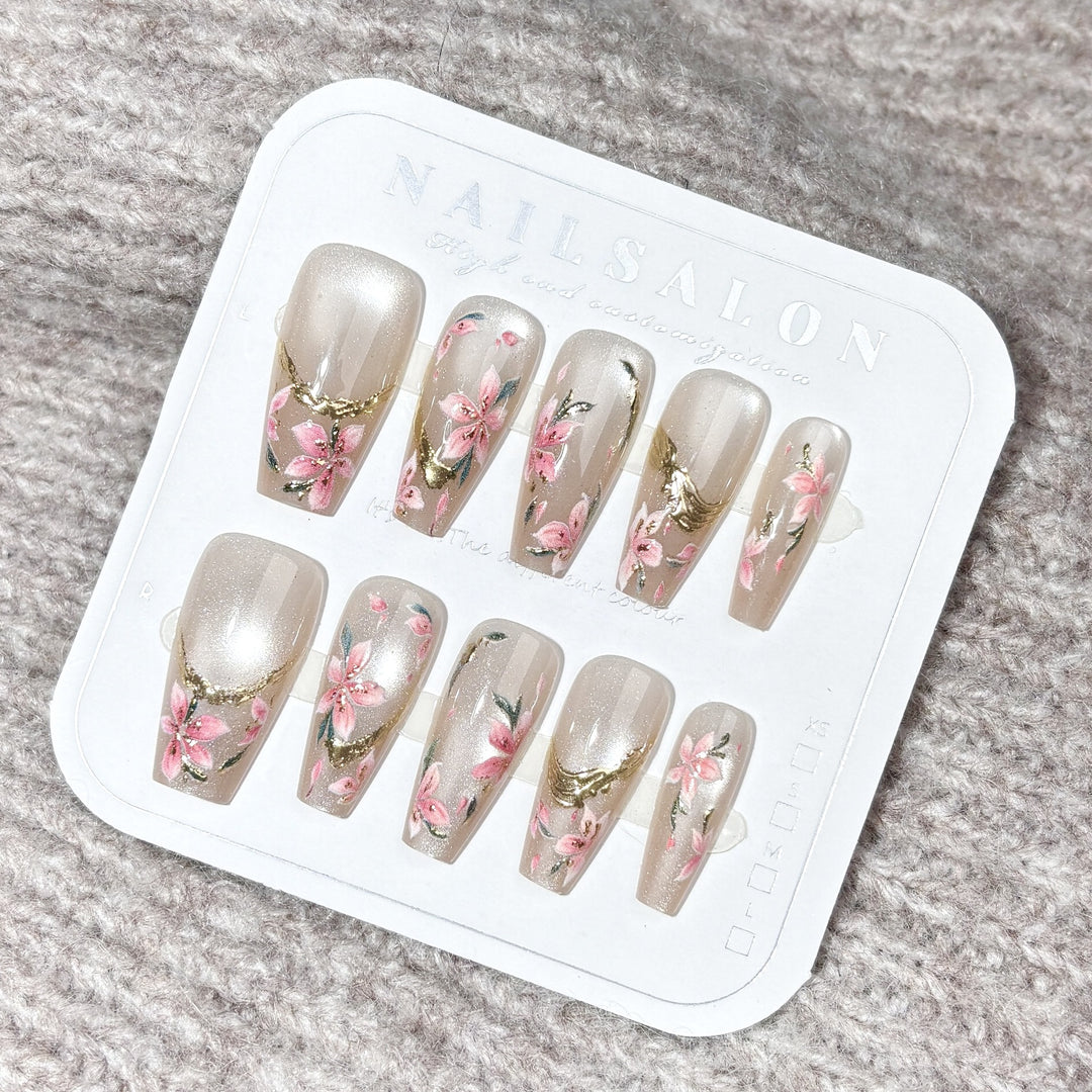 Floral-Design Press-On Nagelset