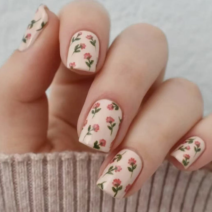 Floral Print Press-On Nail Art Karnz