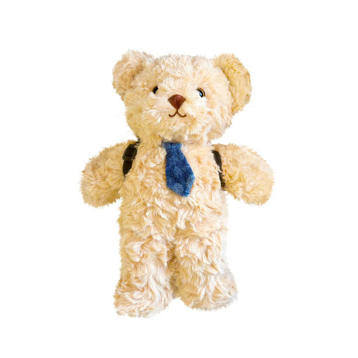 Plüsch Teddy-Bär mit Denim-Fliege und Mini-Rucksack-Trageriemen-Detail Karnz