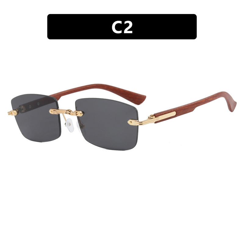 Damen quadratische Sonnenbrille mit Holzrahmen und gradienten Gläsern Karnz