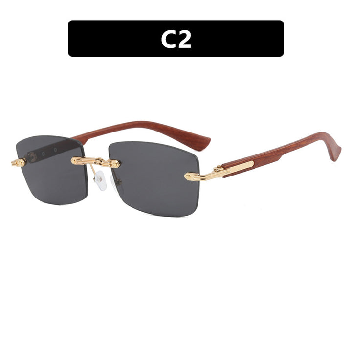 Damen quadratische Sonnenbrille mit Holzrahmen und gradienten Gläsern Karnz