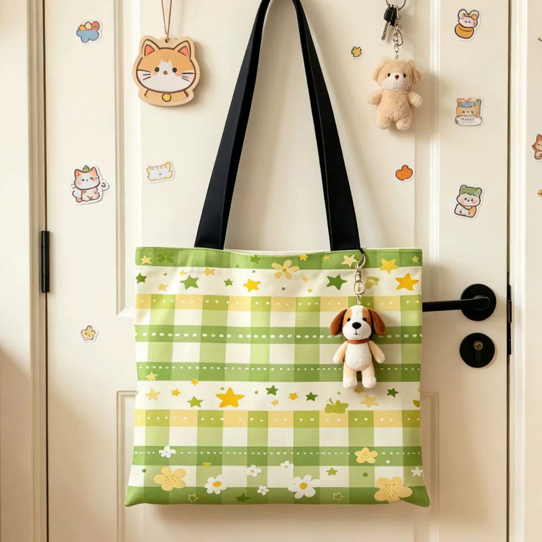 Verspielte Cartoon-Themen Canvas-Shopper-Tasche