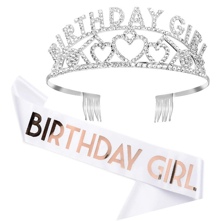 Damen Funkelndes Tiara- und Schärpen-Set Karnz