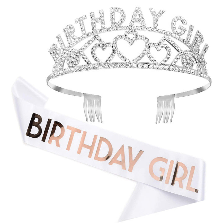 Damen Funkelndes Tiara- und Schärpen-Set Karnz
