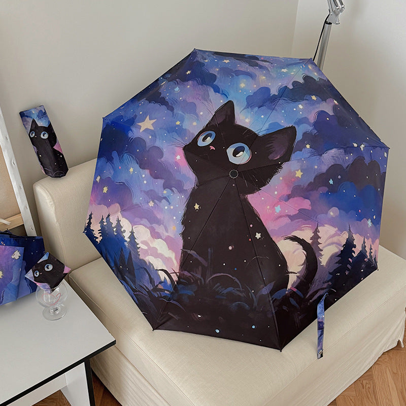Damen Regenschirm mit niedlichem Katzenmotiv von Karnz