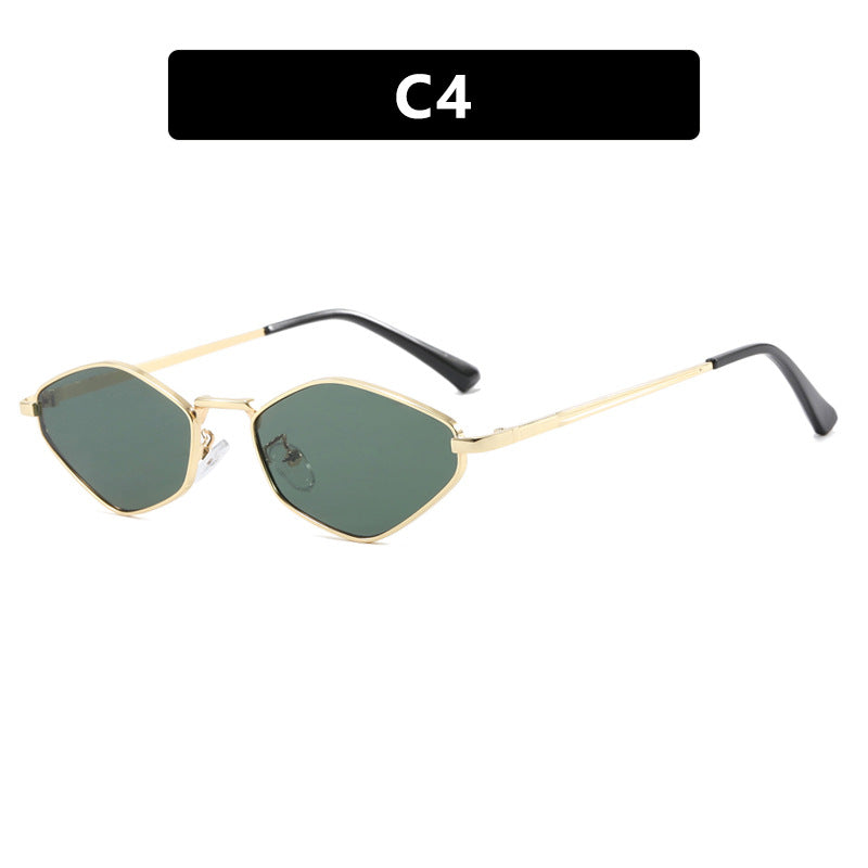 Damen geometrische Sonnenbrille mit feinem Metallrahmen und UV-Schutz Karnz