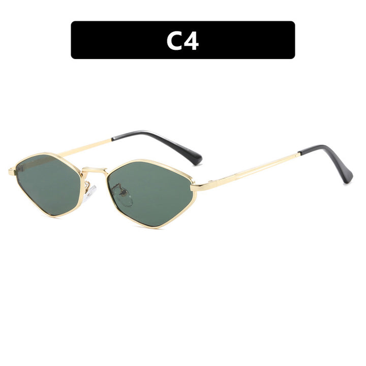 Damen geometrische Sonnenbrille mit feinem Metallrahmen und UV-Schutz Karnz