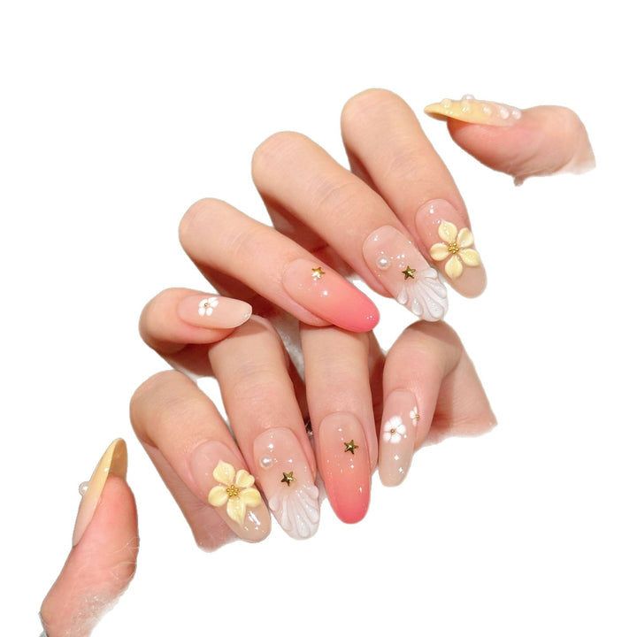 Blumenmuster Dekorativer Press-On Nagelset