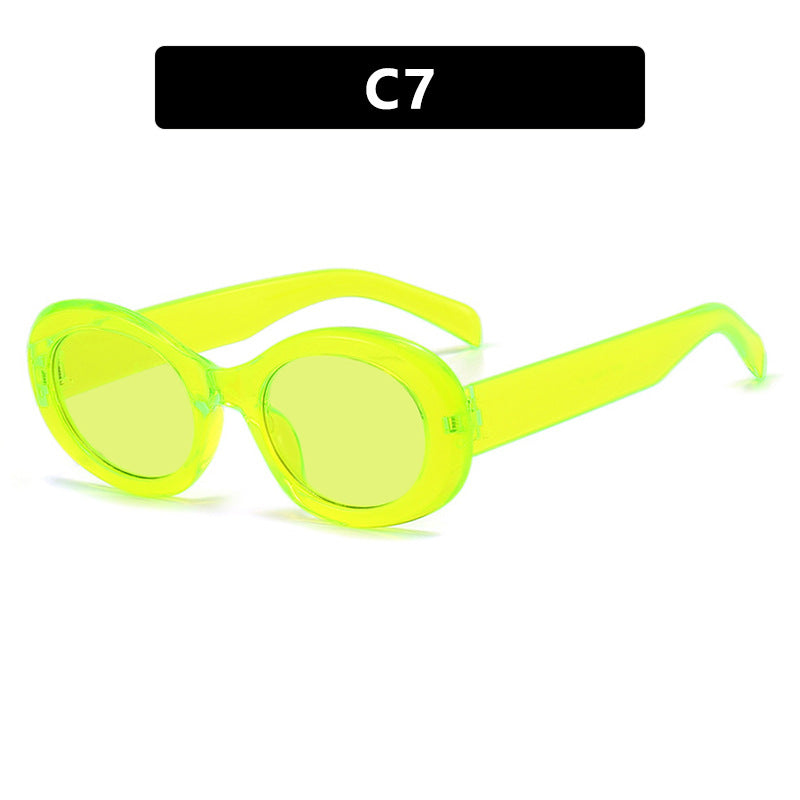 Damen modische Sonnenbrille im originellen Ovaldesign mit transparentem Rahmen und UV-Schutz Karnz