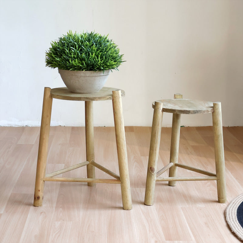Massiver Holz-Hocker Karnz