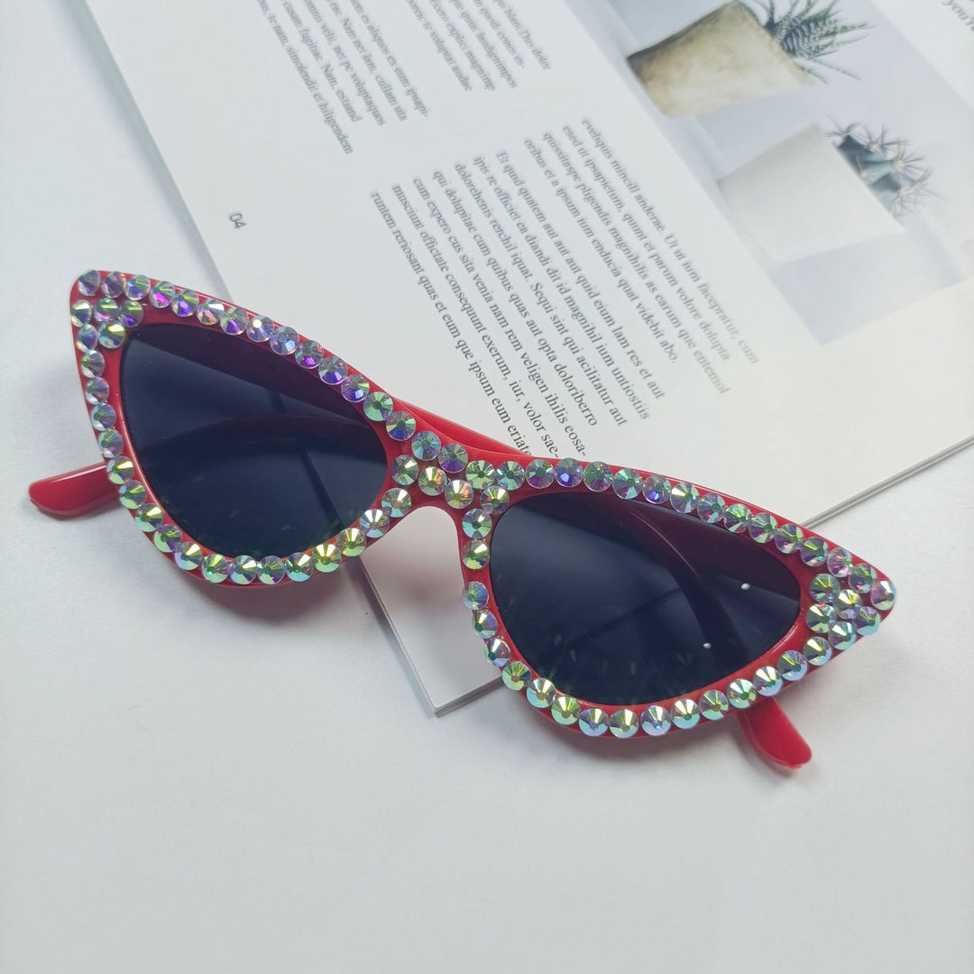 Damen Cat-Eye Sonnenbrille mit funkelndem Kristallbesatz Karnz