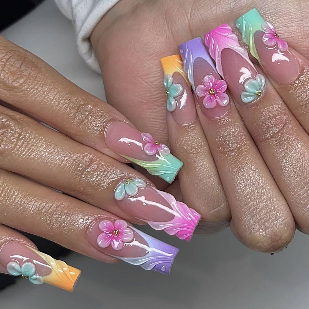 Blumeninspiriertes Acryl-Nagelkunst-Verlängerungen Karnz