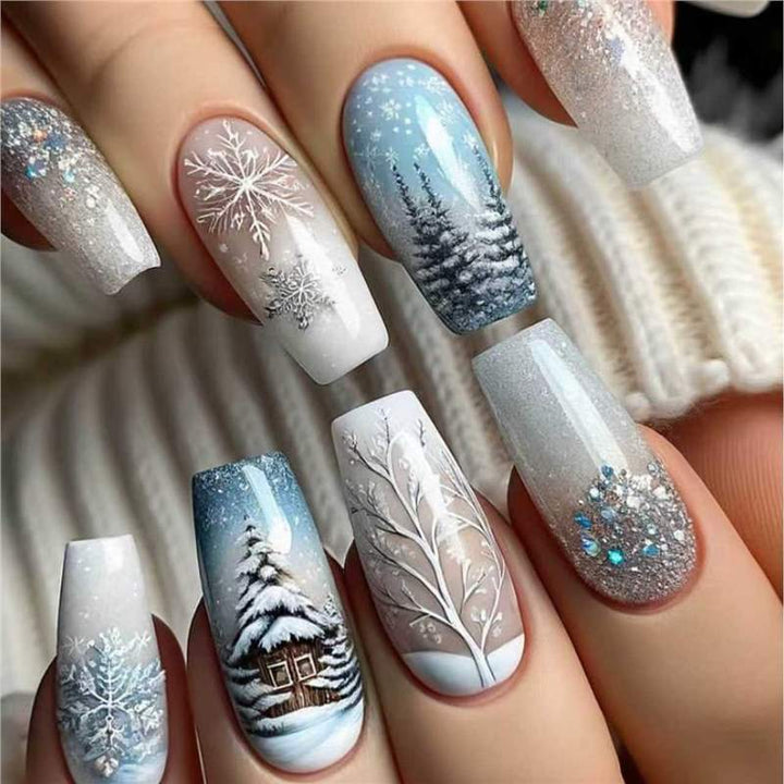 Festliches Feiertags-Themen Press-On Nail Art Set Karnz