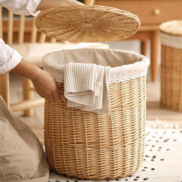 Eleganter Wäschekorb Aus Geflochtenem Rattan Karnz