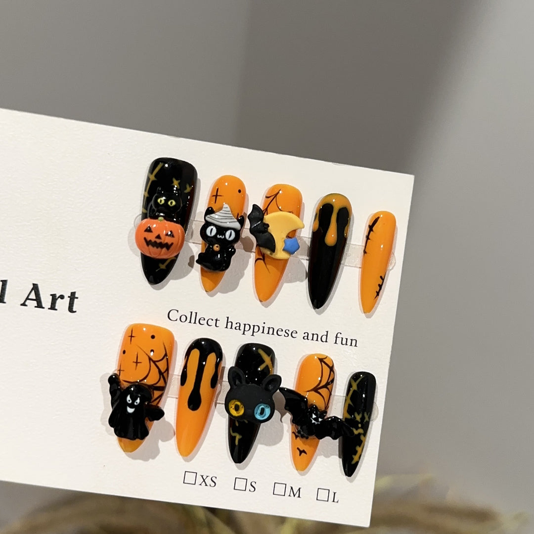 Halloween-Themen 3D Press-On Nagelkunst Set