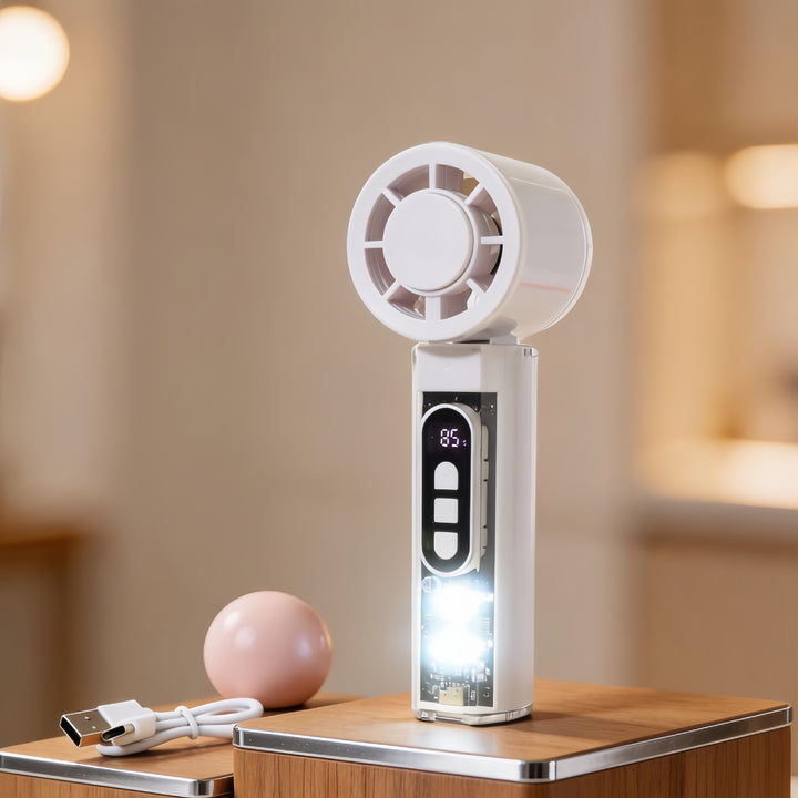 Damen Tragbarer Mini-Ventilator mit LED-Anzeige und USB-Ladefunktion Karnz