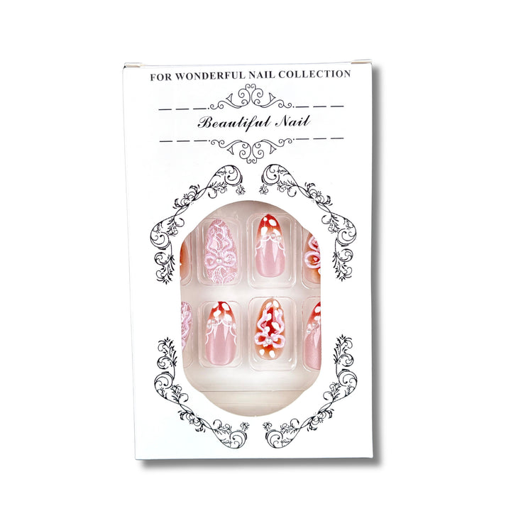 Dekoratives Press-On Nagelset mit floralen Verzierungen 1790746076
