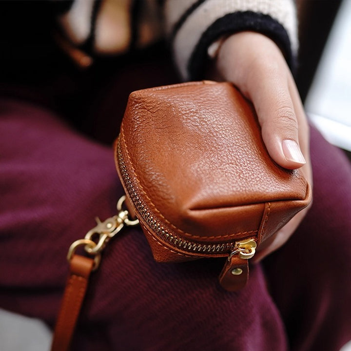 Kompakte Leder-Münztasche