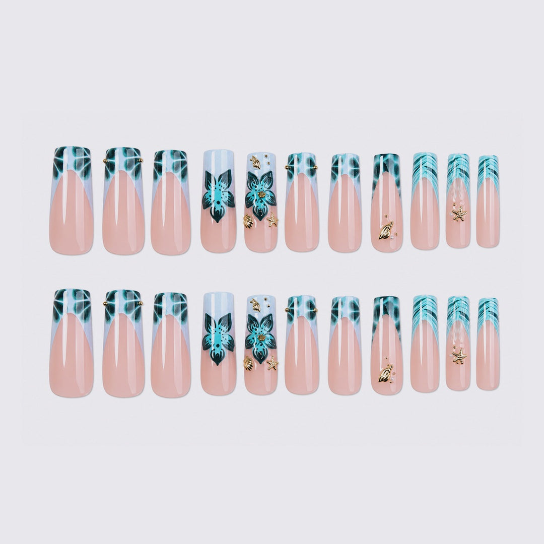 Kunstnagelset mit kreativen 3D-Blüten- und Glitzerelementen Karnz