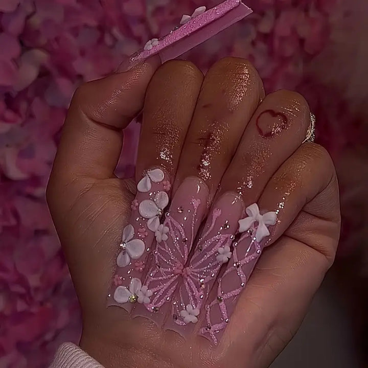 Dekorative 3D Blumen Druck-Nagelkunst Karnz