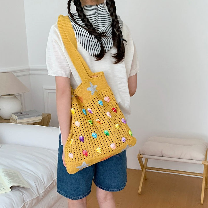 Bunte Dekorative Häkel Tote Bag Karnz