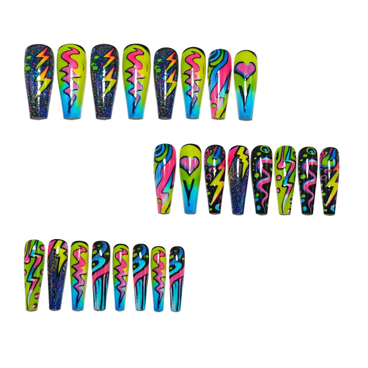 Trendige Kunstnägel Im Kreativen Neon-Design Karnz