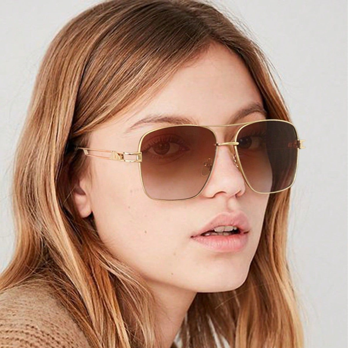 Damen elegante quadratische Sonnenbrille mit modischem Design Karnz