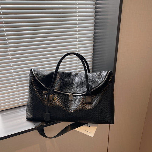 Premium Texturiertes Leder Wochenend-Duffel