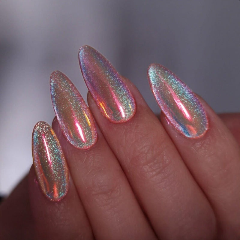 Iridescent Glossy Press-On Nail Set Karnz