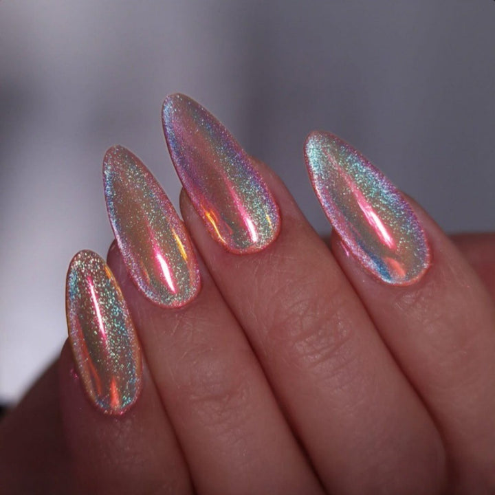 Iridescent Glossy Press-On Nail Set Karnz
