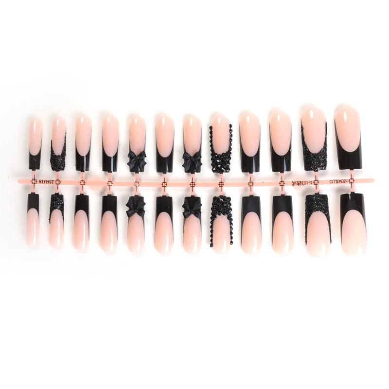 Premium Dekorative Press-On Nagel Set mit Künstlerischer Schleife und Glitter Akzenten Karnz