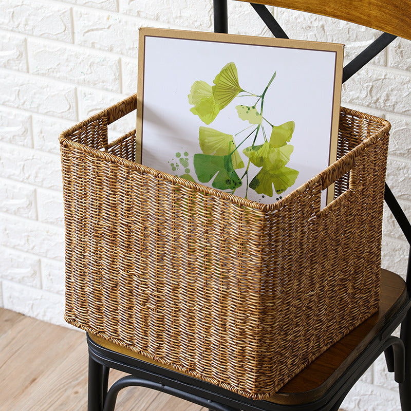 Unisex Rechteckiger Aufbewahrungskorb aus geflochtenem Rattan Karnz