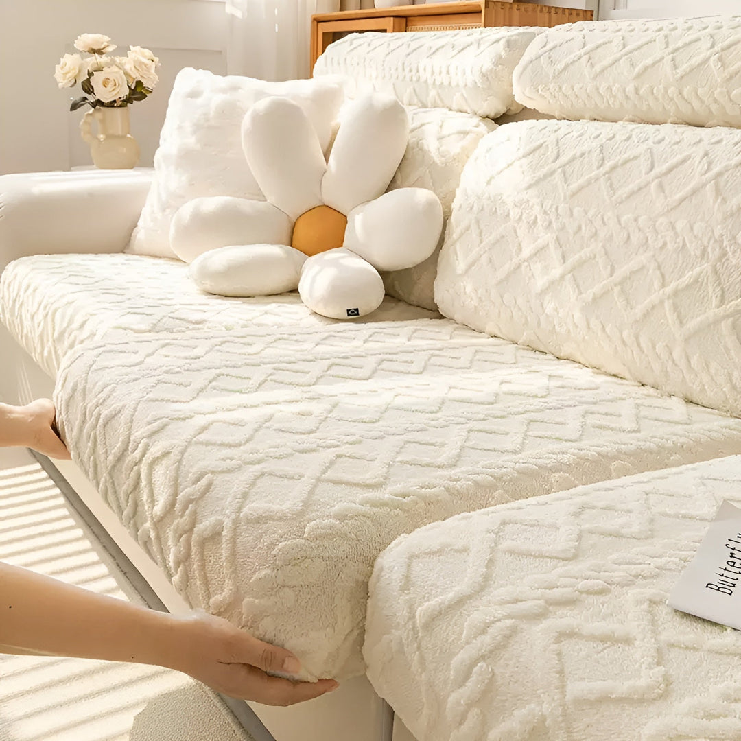 Samt-Sofa-Bezug mit Diamantmuster – weich und luxuriös | Perfekte Passform für jedes Sofa | Karnz