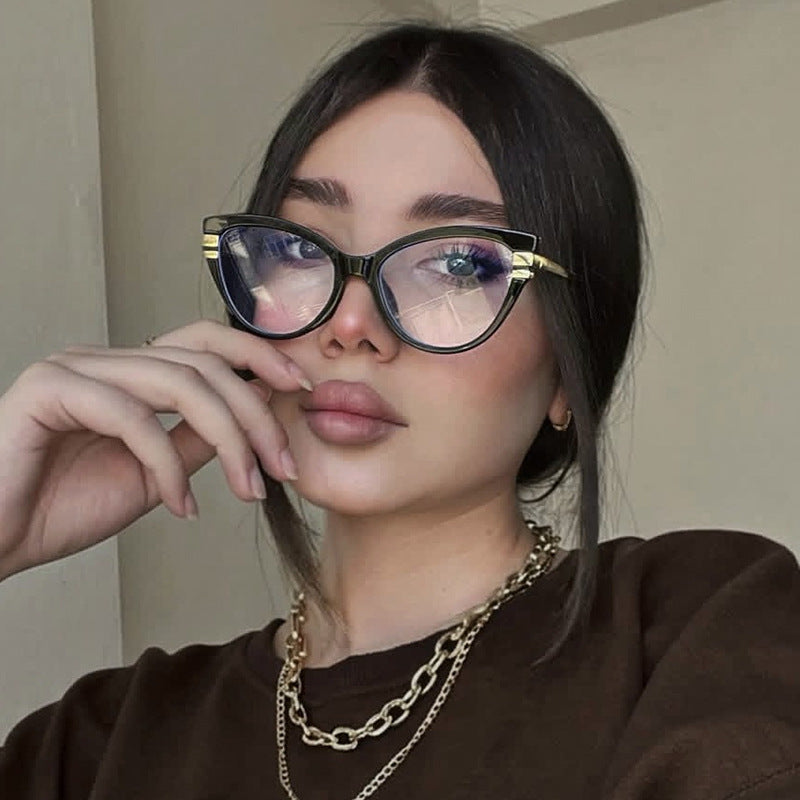Damen Cat-Eye Sonnenbrille mit elegantem Kunststoffrahmen und goldenen Akzenten Karnz