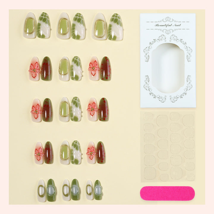 Dekorativer Press-On-Nagelkunst-Set mit floralen und Juwelen-Akzenten Karnz 1788496103