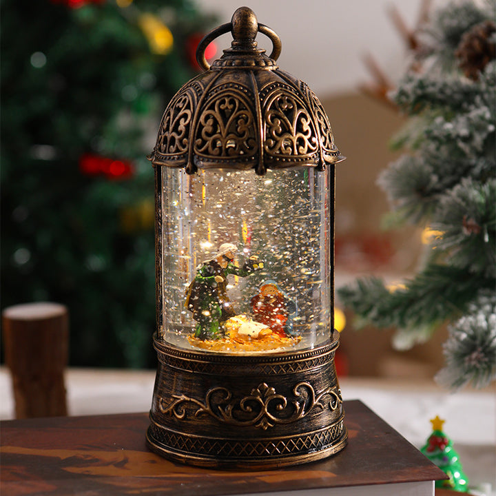 Elegante Weihnachtslaterne mit Schneekugel Karnz