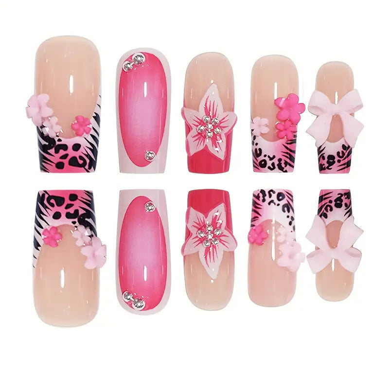 Künstlerische 3D-Blumen-Nagelverzierungen Karnz