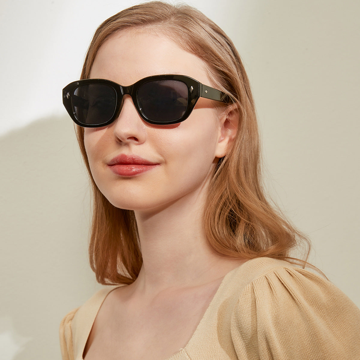 Damen stilvolle quadratische Sonnenbrille mit hochwertigem Schildpatt-Rahmen Karnz